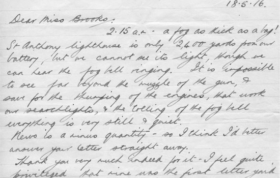 18 May 1916 Pendennis Castle - Foggy conditions at Falmouth.