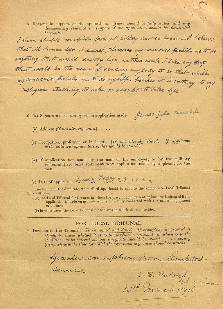 James Burchell’s application for exemption