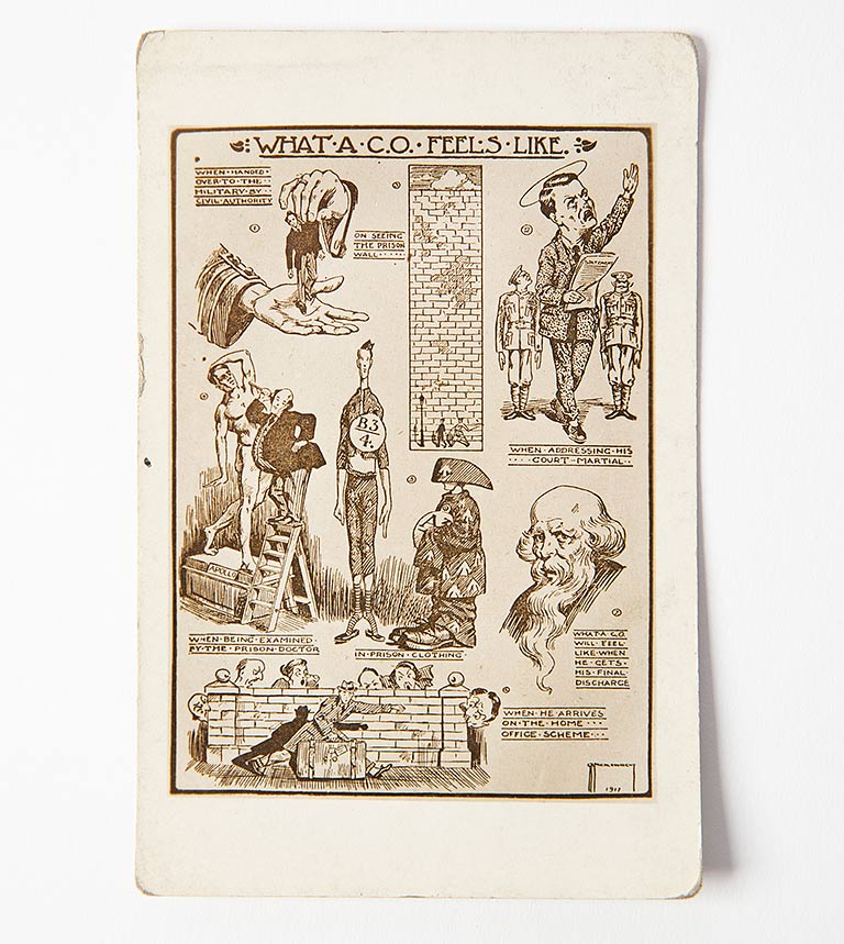 Postcard in support of conscientious objectors