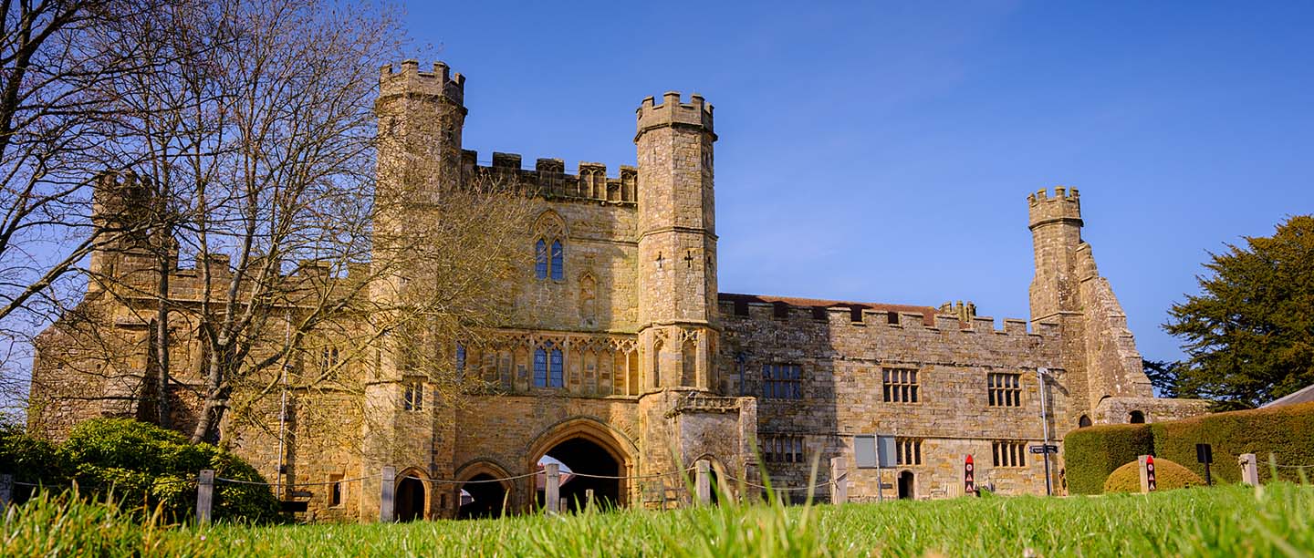 Battle Abbey gatehouse, viewed from the grounds