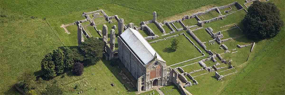 Aerial view of Binham Priory