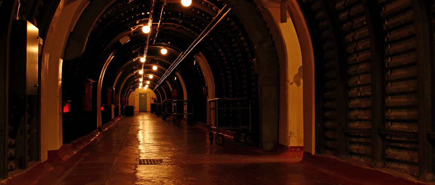Corridors within Dover Castle's Underground Hospital.