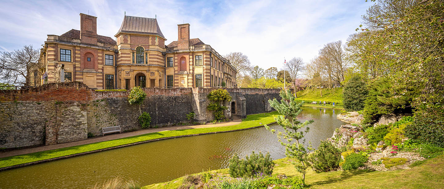 Eltham Palace viewed from across the moat