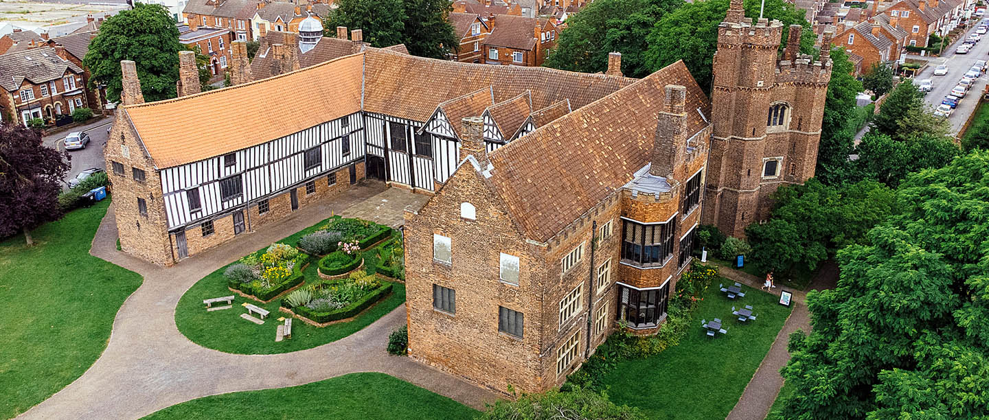 An aerial view of Gainsborough old Hall