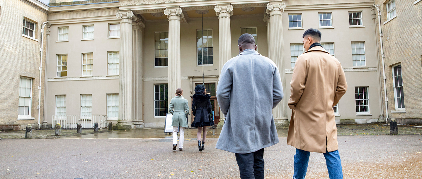 Image: four people approach the entrance to Kenwood