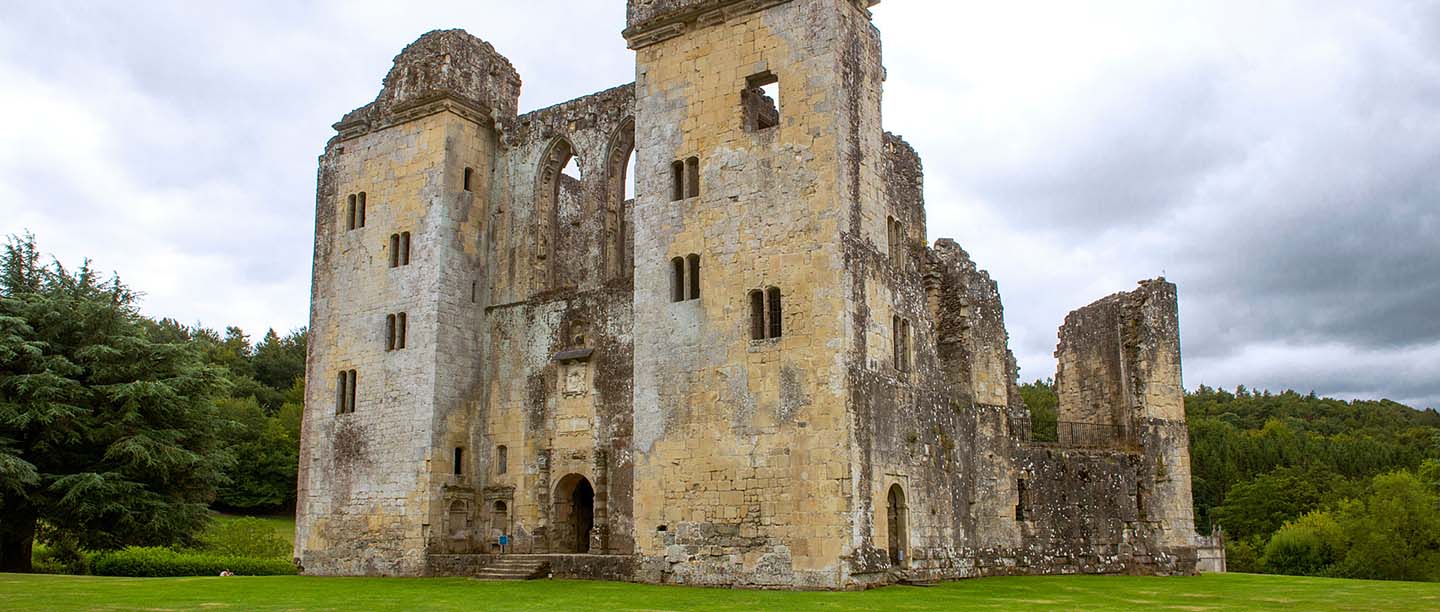 Exterior view of Old Wardour castle ruins