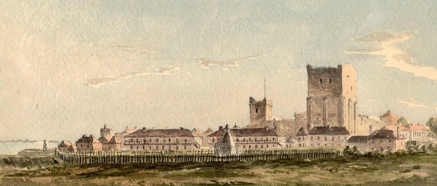 Portchester Castle seen from the east, painted by Captain Durrant in September 1813  © Hampshire Cultural Trust 