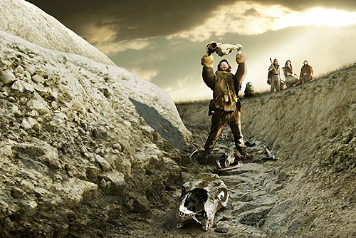 Animal bones being placed in the bottom of Stonehenge’s newly dug ditch, about 3000 BC