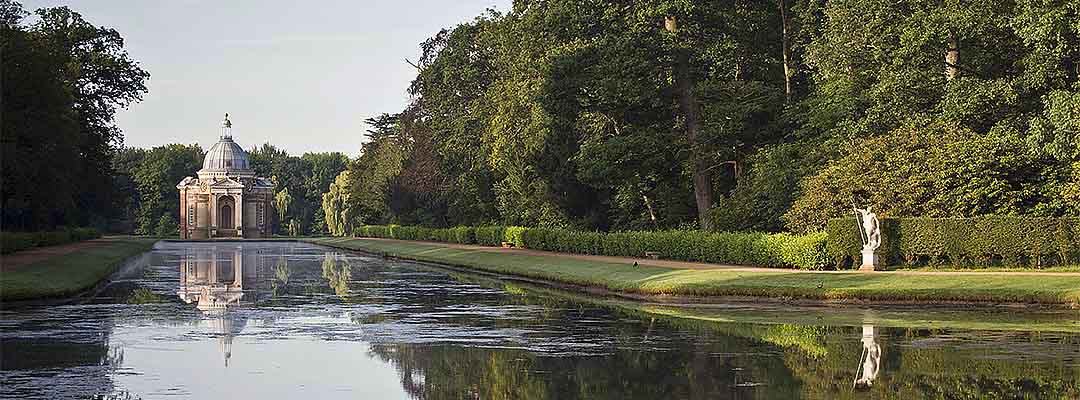 The Long Water, created in the early 1680s, is still the main axis of the gardens at Wrest Park