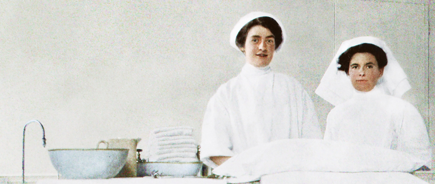 Two nurses in the operating theatre at Wrest Park